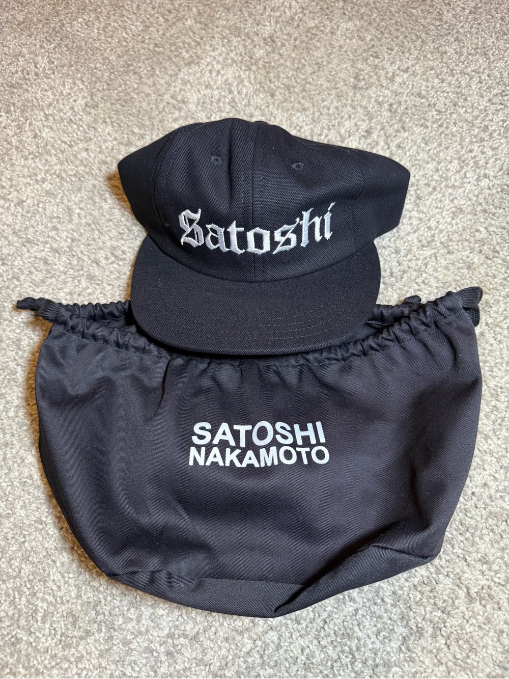 Satoshi Black Embroidered Cap